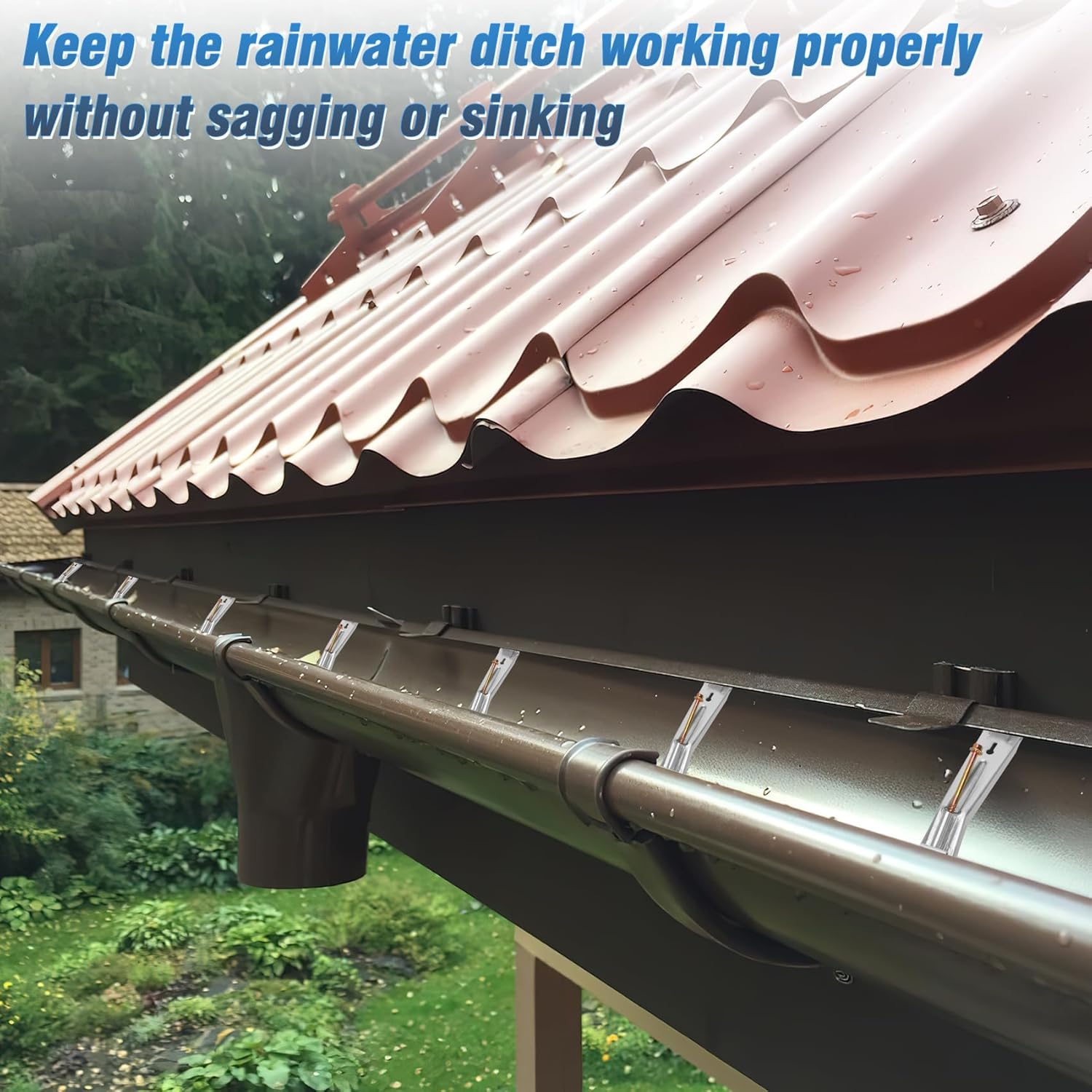 25 Pcs 5 Inch Gutter Hangers with a Pre-Inserted Rust Resistant Screw,Quick Screw Gutter Clips Hidden Gutter Bracket Come with 1/4’’ Hex Drill Bit,Clip for 5 K-Style Aluminum Gutters